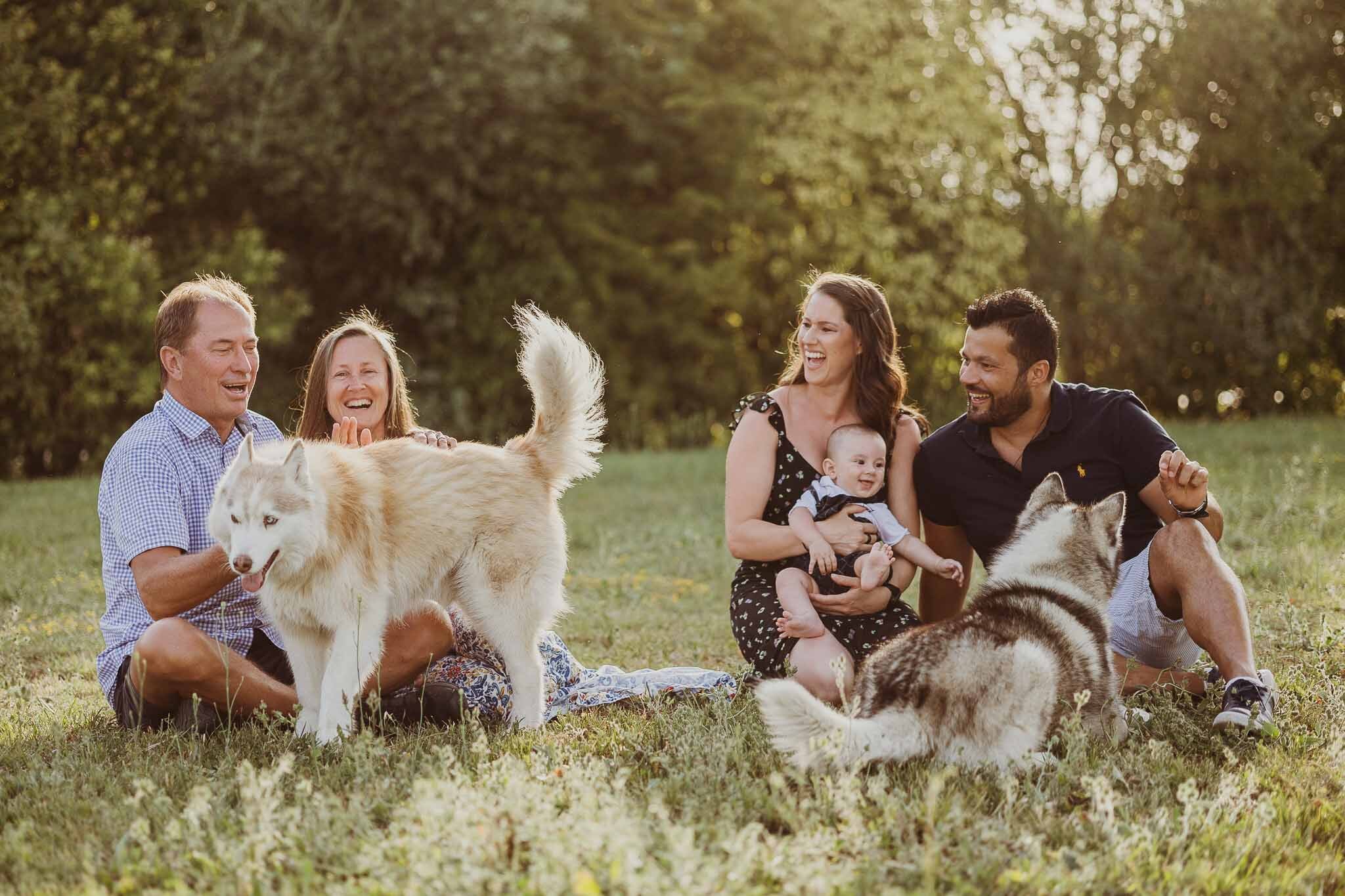 Family and dog